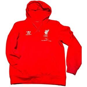 LFC Liverpool Football Club Warrior Pullover Tech Knit Hoodie SZ S Red Silver
